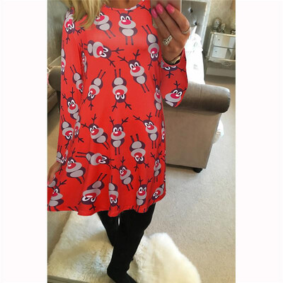 

Ruiyige 2018 spring Fashion Women Christmas Clothing Elegant Long Sleeve O-Neck Tunic Stretch Mini Dress Santa Festival Vestidos