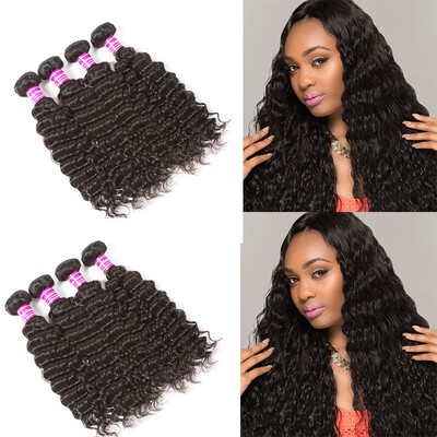 

Glary Peruvian Deep Wave Virgin Hair 4PCS Peruvian Human Hair Unprocessed Virgin Hair Extensions 8A Peruvian Hair Weave Bundles