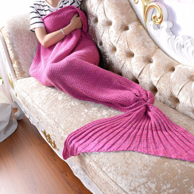 

Mermaid Blanket Handmade Knitted Sleeping Wrap Children Fish Tail Blanket Crocheted Anti-Pilling Portable Bedding Throws Bag