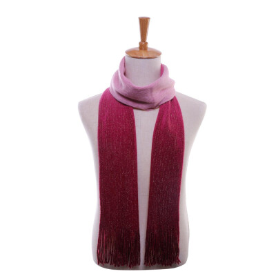 

Pink Tinsel Thread Winter Warm Soft Knit Scarf