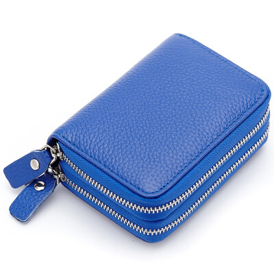 

New Authentic Real pickup bag organ card bag double zipper card package multi card head layer leather purse