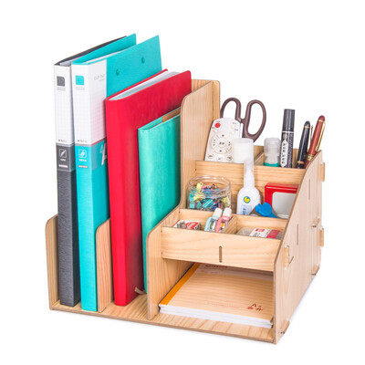 

Jinlongxing Glosen wooden file box file tray file holder two multi-divided desktop office pen holder combination DIY file storage box D2062 wood color