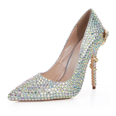 

Colour shining diamond Serpentine heel Sharp head Fine heel Single shoes Fashion high heel shoes