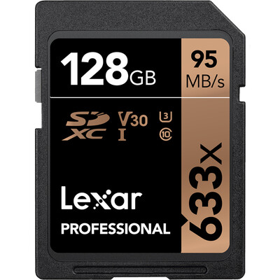 

Lexar 128GB Read 95MBs Write 45MBs SDXC Class10 UHS-I U3 V30 SD High Speed ​​Memory Card 633x