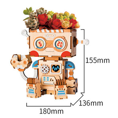 

If state stereo stitching wooden flower pot trough assembled model manual diy wood fleshy flower pot creative flower pot toy gift Mo Qianyuan