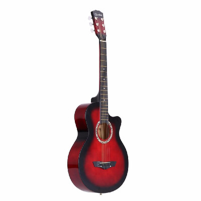 

38 inch 38" Acoustic Folk 6-String Guitar for Beginners Professional Black QS1I