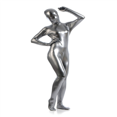 

Womens Shiny Metallic Zentai Full Bodysuit Lady Pink Full Bodysuit Tights Dancewears Womens Catsuit Fancy Halloween Costumes