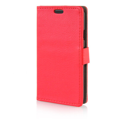 

MOONCASE Litch Skin Leather Side Flip Wallet Card Slot Pouch Stand Shell Back Case Cover for LG Tribute / LG Optimus F60 Red