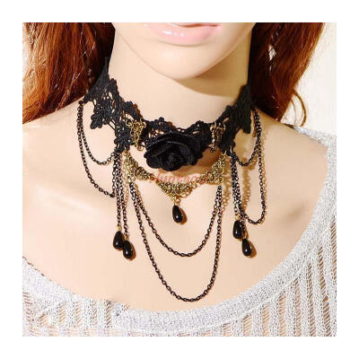 

Classical Black Lace Collar Tassel Sexy Charming Chain Necklace For Women Lady Girls Best Gift Chocker Necklace Jewelry