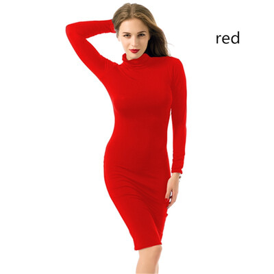 

Fashion Womens Bandage Dress Long Sleeve Sexy Nightclub Solid Color Dress Bottoming skirt