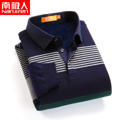 

Antarctic long sleeve plus velvet warm shirt mens autumn&winter casual middle-aged large size mens sanding loose mens shirt green Zhang Qing