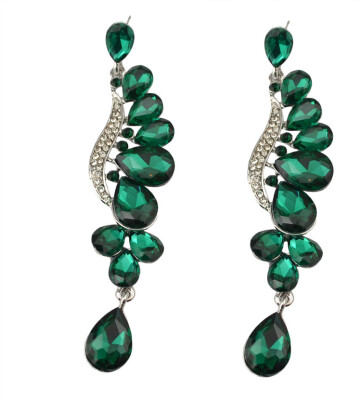 

Idealway New Fashion 5 Colors Clear Blue Black Purple Green Crystal Rhinestone Long Drop Earrings Women Jewelry