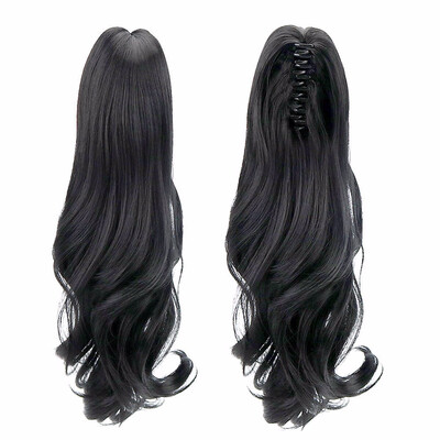 

Synthetic Ponytail Wig Hair Extensions Claw on Hairpiece 18inch Long Wave Blonde Clip In Ponytail Hair Extensions Heat Resistant