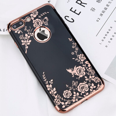 

Glossy Flower Phone Case For iPhone X 7 6 6s Plus Soft TPU Back Cover