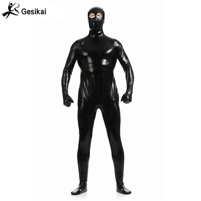 

Gesikai Mens Open Eyes Metallic Zentai Full Bodysuit Custom Made Back Zipper Second Skin Tights Suit Fancy Halloween Costumes