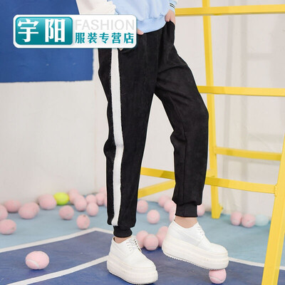 

Mori womens tribal sports wind striped casual pants elastic waist trousers students 2017 spring new womens pants Sen female
