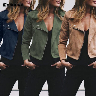 

Zip pocket lapels fashion long sleeve jacket