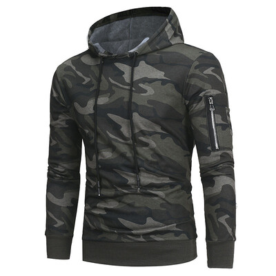 

New Fashion Camouflage Hoodies Mens Long Sleeved Hooded Casual Sweaters