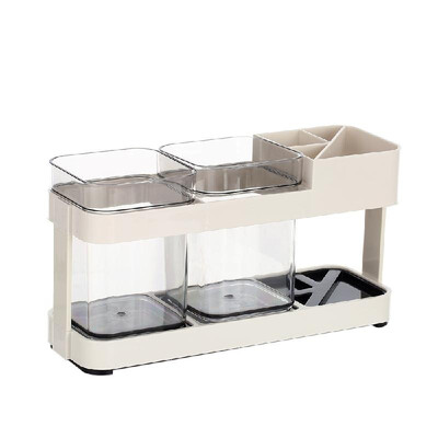 

Toothbrush Holder with Rinse Cup Practical Toothbrush Stand Toothpaste Rinse Cup Holder Handy Bathroom Organizer Storage Rack