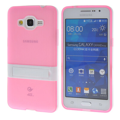 

MOONCASE Желе Цвет силиконовый гель ТПУ Тонкий с подставкой обложка чехол для Samsung Galaxy Grand Prime G5308 розовый