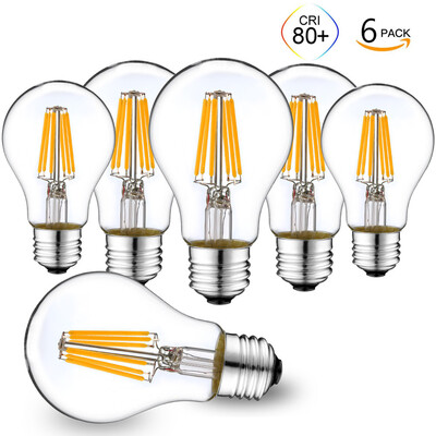 

Edison LED Bulb Dimmable - Vintage Bulb 5W E27 240VSolar Lights Warm WhiteFilament Bulb Tungsten Halogen Incandescent 6-Pack