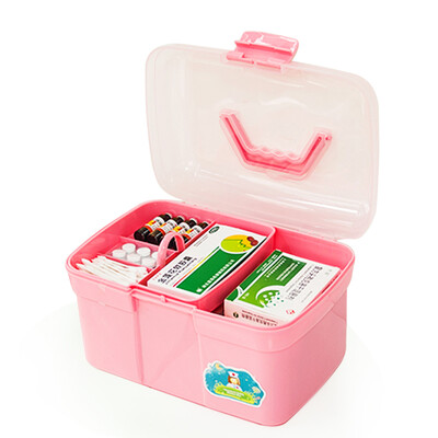 

Vilscijon Victorian plastic pill box home medicine box multi-function family first aid kit portable storage box small 6653 pink