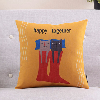 

Vintage Decorative Home Cotton Linen Pillow Case Cover Living Room Bed Chair Seat Waist Throw Cushion Lovely Cat Pillowcases