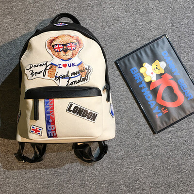 

DANNY BEAR Travel Bear Series Backpack Backpack Womens Tide DBJD7116021W White with Black