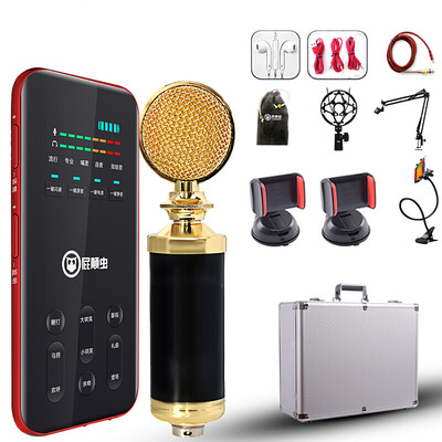 

Set version fart worm Hifier ​​S300 mobile phone live sound card national karaoke live shouting wheat special effects anchor special microphone microphone universal big bottle set China red