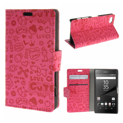 

MOONCASE for Sony Xperia Z5 Compact ( Z5 Mini ) Case Leather Flip Wallet Card Slot Bracket Back Case Cover Hot pink