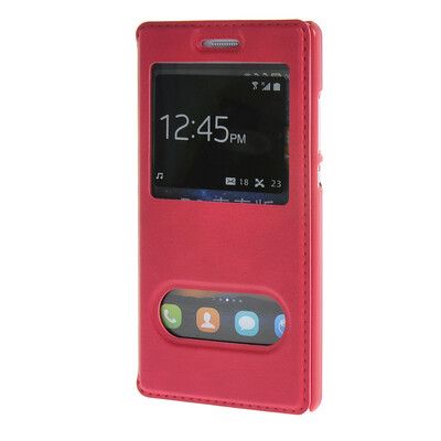 

MOONCASE Huawei Ascend P8 Lite чехол Double Window View Leather Flip Bracket Back чехол Cover Hotpink 01