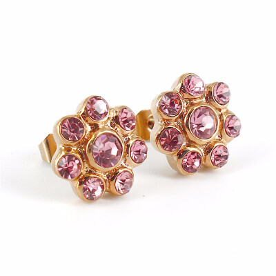 

Shining Crystal Flower Charm Stainless Steel Stud Earrings for Women