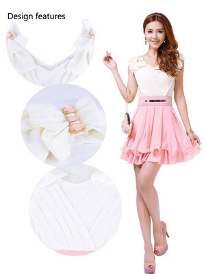 

New Hot Style V-neck Sleeveless Princess Flouncing Party Casual Dress with Belt