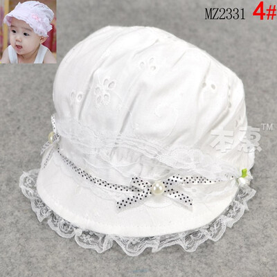 

Buebos Ninos Summer Baby kids Basic Pearl Flower Cotton Lace Hat Visor Cap