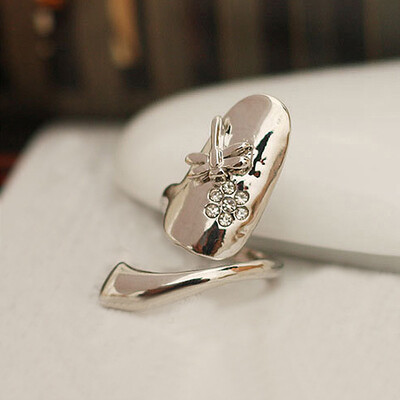 

MyMei Новая Мода Rhinestone Цветочный Нежный Стрекоза Середины Ногтя Перста Кольца Подарок Горячий