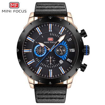 

MINI FOCUS Fashion Leather Strap Sport Men Quartz Watch MF0079G