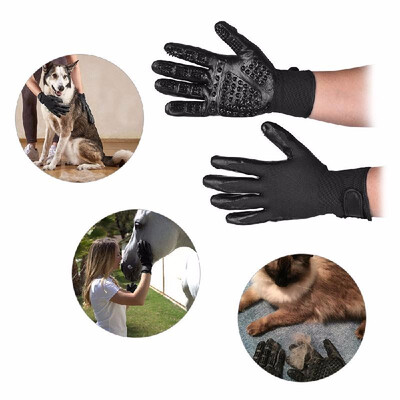 

Pair of Pet Grooming Gloves Left Right Enhanced Five Finger Design Gentle De-Shedding Brush for Large Pet Dogs Horses