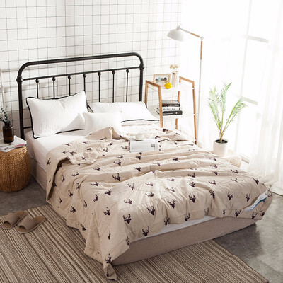 

Deer Print 100 Cotton Bedspread CoverletBed Cover Also Summer Blanket 200230150200cm With Cotton Filling