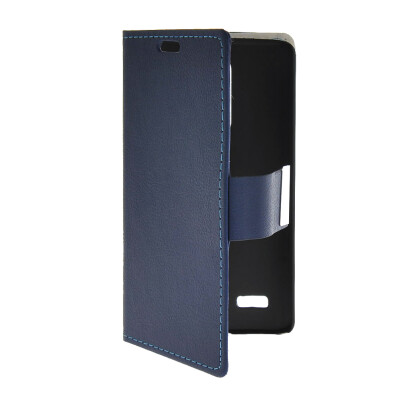 

MOONCASE Slim Leather Side Flip Wallet Card Slot Pouch with Kickstand Shell Back Case Cover for LG L Bello D331 / D335 Blue