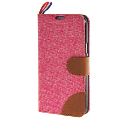 

MOONCASE Denim Style Flip Wallet Card Pouch Bracket Back чехол для Cover Samsung Galaxy S5 Mini ярко розовый