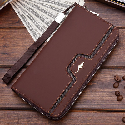 

Mens wallet long zipper wallet old grind large capacity handbag