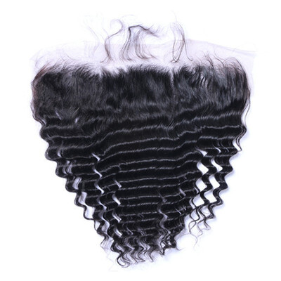 

Lace Frontal Closure Brazilian Deep Wave Virgin Hair Closure Ear to Ear Size 13x4 inch Deep Curly Human Hair Full Frontal Closures