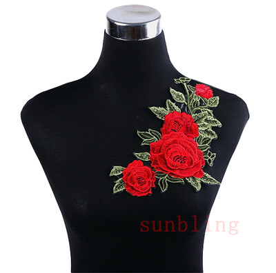 

1pcslot Brand Patches Flowers Embroidered Patch Iron On Red Rose Fabric Repair Sew Badges Clothes Appliques DIY Wedding Sticker