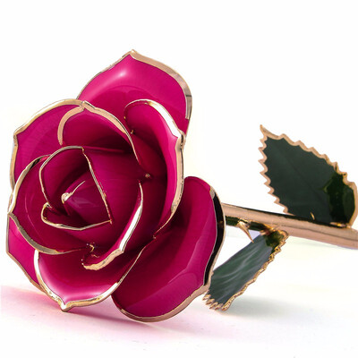 

Daya Deep Pink Gold Rose Made from Real Rose Flower Unique Birthday for Girlfriend - with Stand