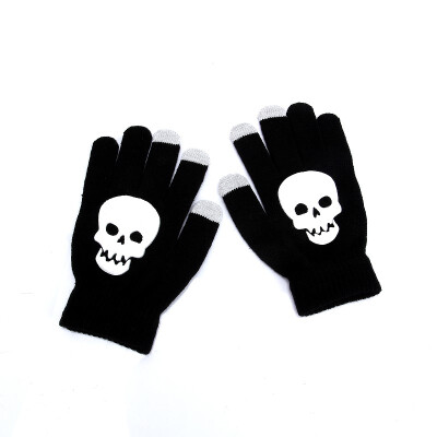 

1 pair fashion Touch screen knitting warm winter weave gloves 2015 NEW SKULL