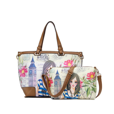 

New Realer brand fashion women printed leather handbags large capacity female shoulder bag Multi-pattern composite Bag messenger bags