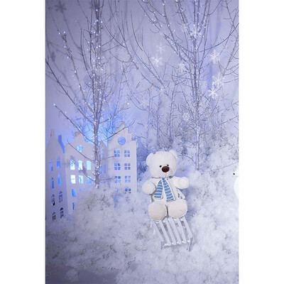

Snow Bear Snow Day Photo Backdrop 57FT Vinyl Fabric Cloth Digital Printing Photo Background for Children S-3217