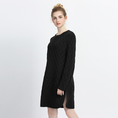 

2018 New Arrival Autumn Winter O-neck Long-sleeved Long Sweater Loose Knitting Pullover Keep Warm Sweater Women