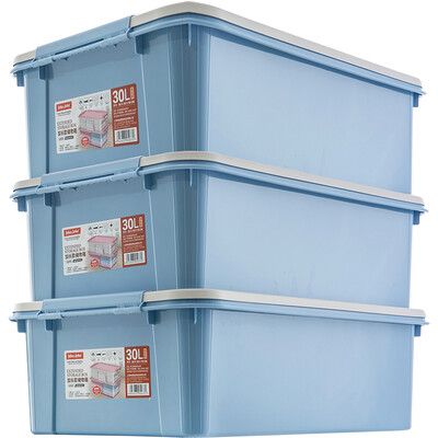 

JEKO&JEKO plastic storage box storage box 30L blue 3 Pack bed bottom clothes storage box toy storage box long section SWB-5437