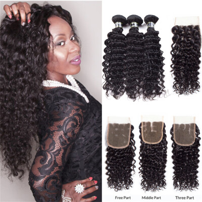 

Amazing Star Virgin Peruvian Hair Bundles with Closure Deep Wave with Closure Top Quality Human Hair with Closure Full&Thick